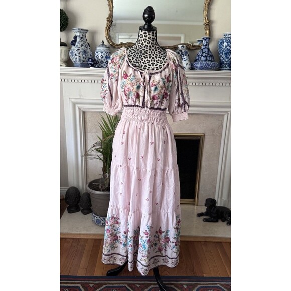 Anthropologie Dresses & Skirts - ANTHROPOLOGIE the somerset puff sleeve maxi dress M Milkmaid Fairy Hippie Boho